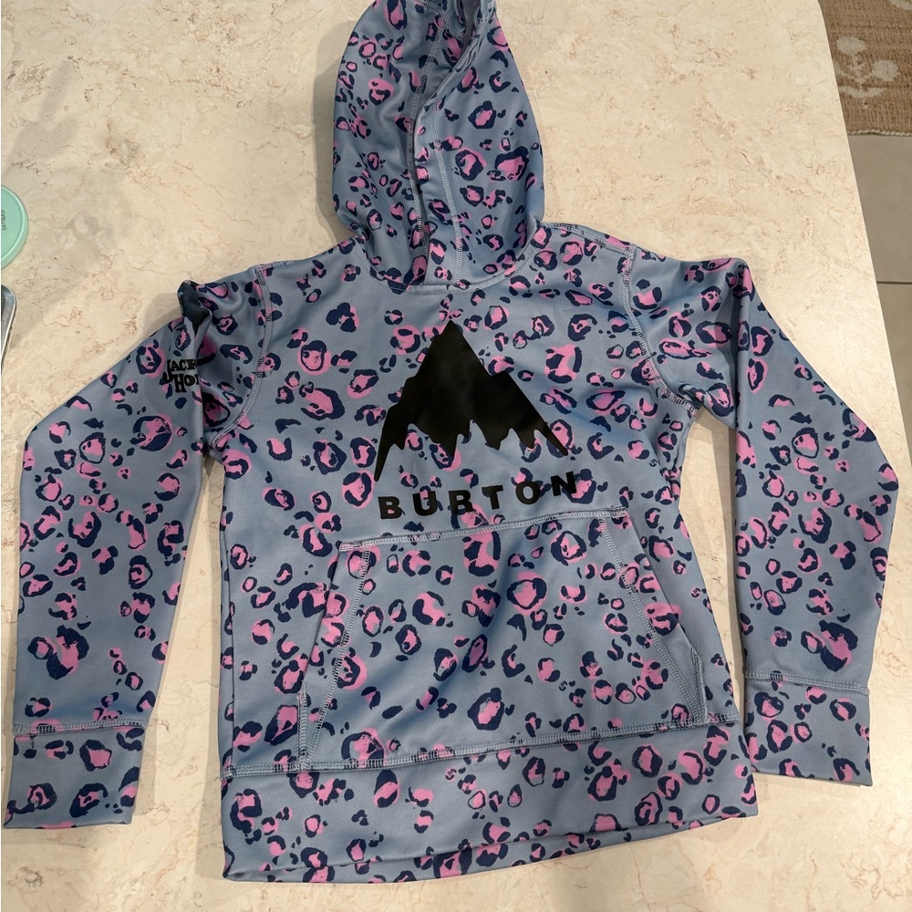 Burton Kids' Hoodie with Blue and Pink Leopard Print Jackson Hole